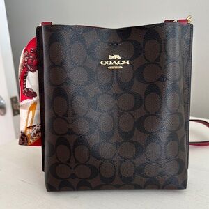 Coach Brown Crossbody Bag with Signature Print